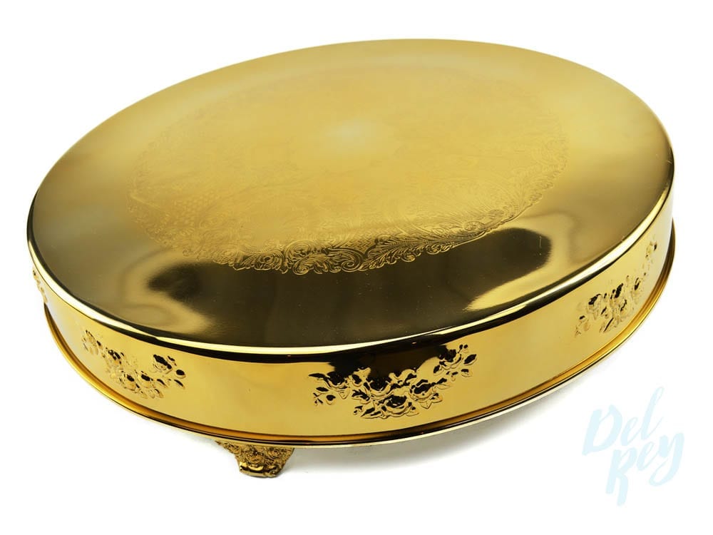 Cake Stand - Round Gold Plated - Del Rey Party Rentals