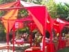 Event at the Adobe House Los Angeles CA. Frame Tents with red falme retardant Velon 