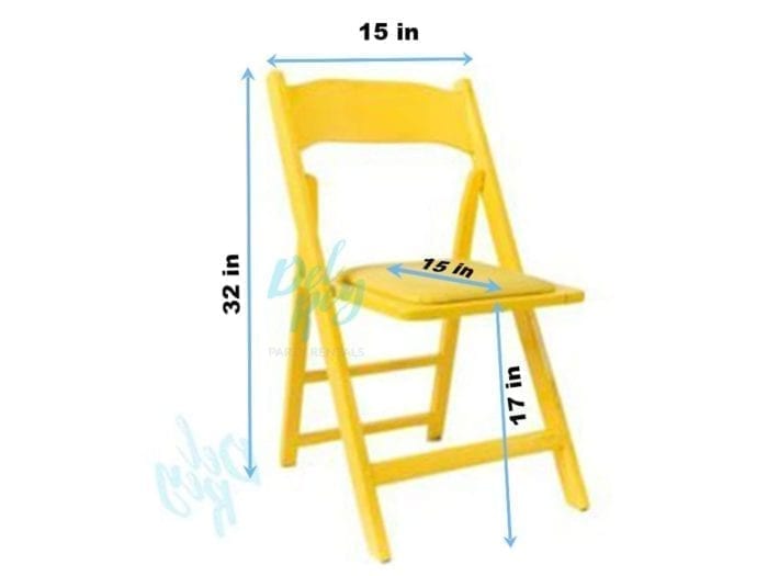 Yellow Wood Folding Chair Padded Seat - Image 2