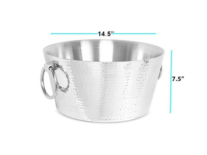 Hammered Ice Bucket - Double Wall Stainless Steel - Image 2