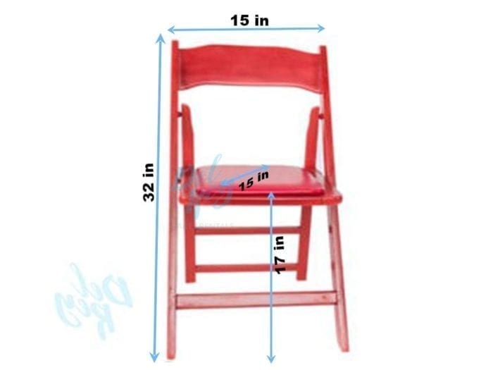 Red Wood Folding Chair Padded Seat - Image 3