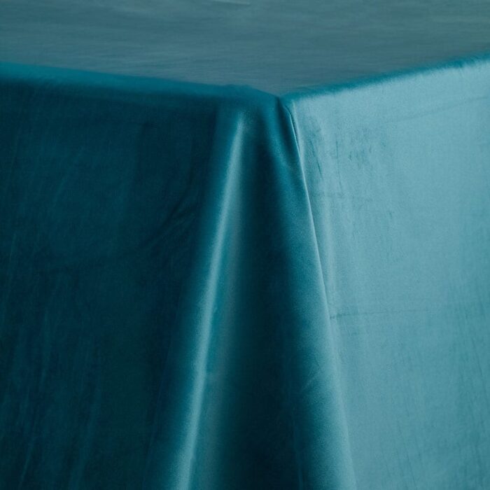 French Velvet Solid Table Linen Cyan