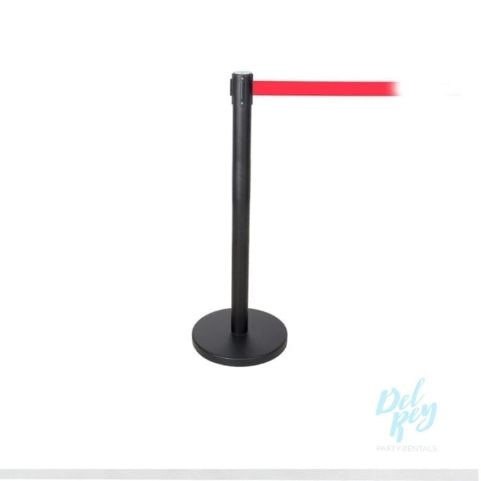 Black Retractable Stanchion with Red Belt Tensabarrier 7ft.