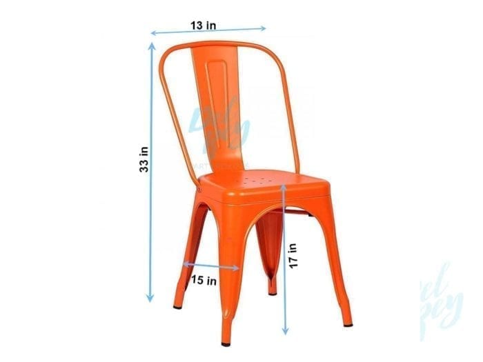 Bright Orange Tolix Style Industrial Metal Chair - Image 2