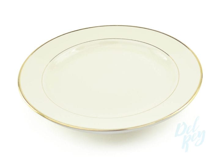 Dinner Plate 10.5 – Ivory with gold border