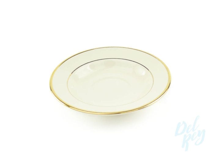 Soup Bowl- Ivory with gold border