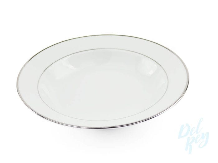Soup Bowl-White with silver border