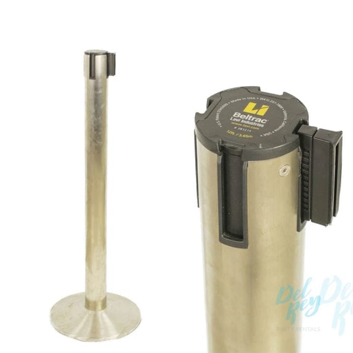 Chromed Retractable Stanchion with Black Belt Beltrac 12ft. - Image 2