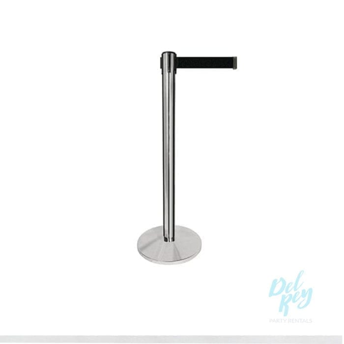 Chrome Retractable Stanchion with Black Belt Beltrac 7ft.
