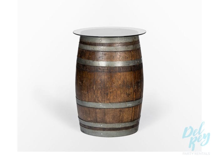Glass Top Wine Barrel Cocktail Table