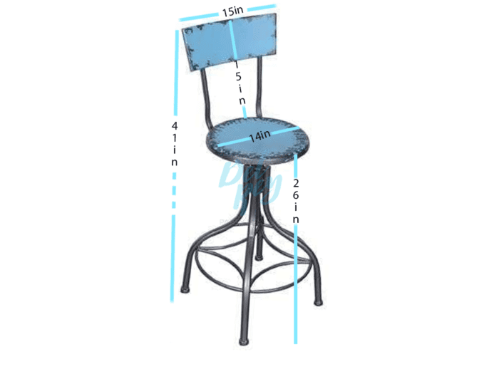Industrial Metal Bar Stool Vintage - Blue - Image 2