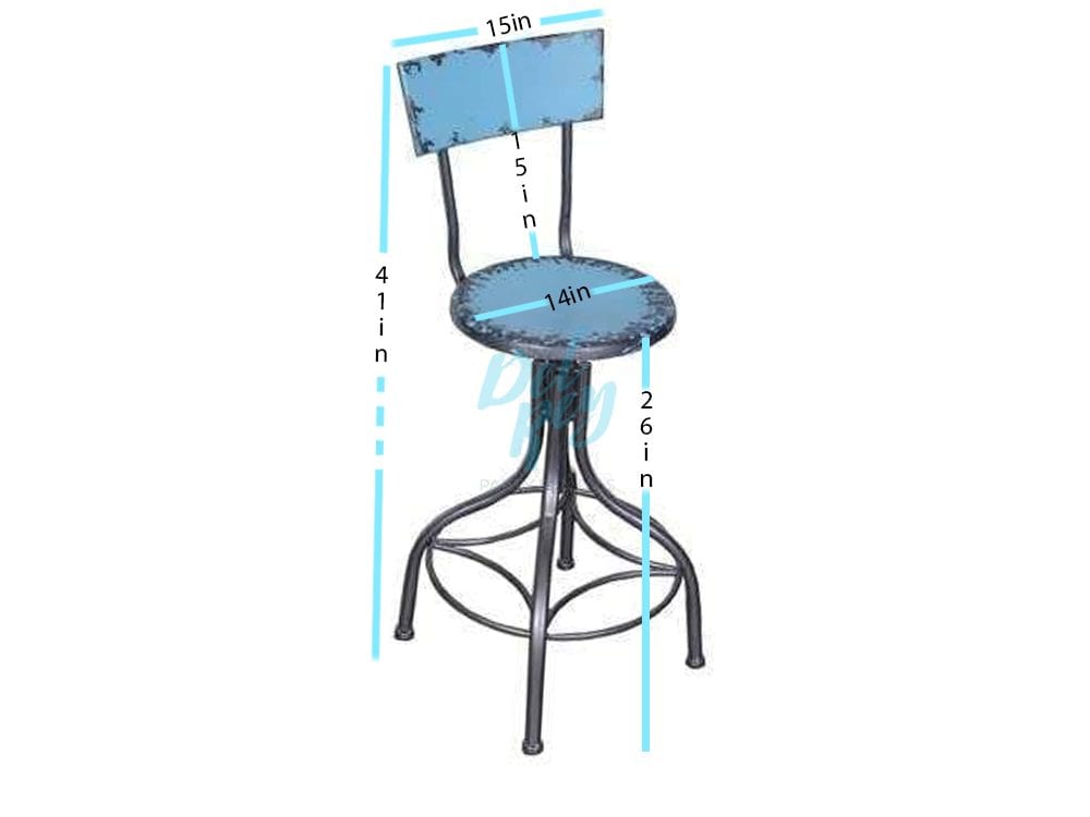 Industrial Metal Bar Stool Vintage Blue The Party Rentals