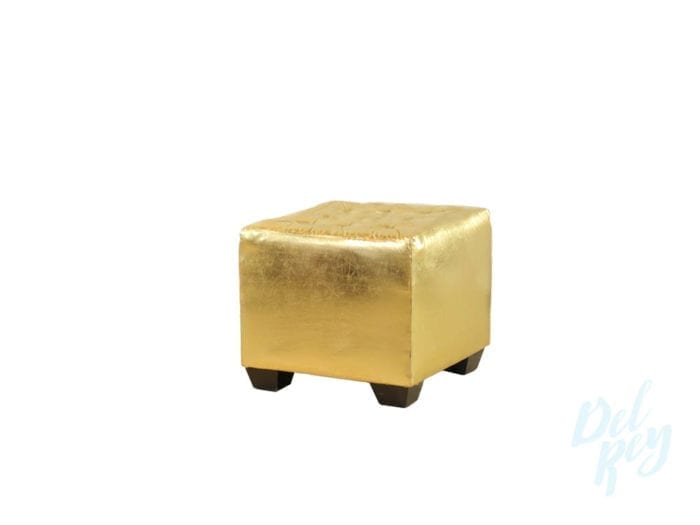 Gold Tufted Square Ottoman - Image 2