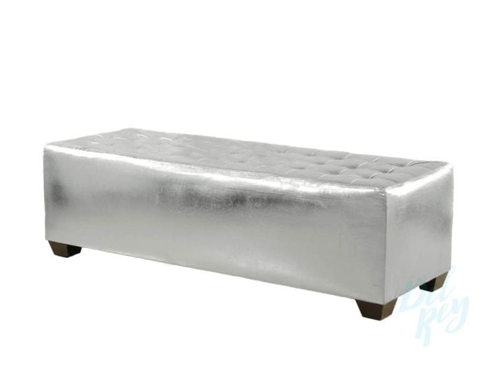 Silver Tufted Lounge Bench - Image 2