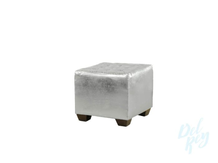 Silver Tufted Square Ottoman - Image 2