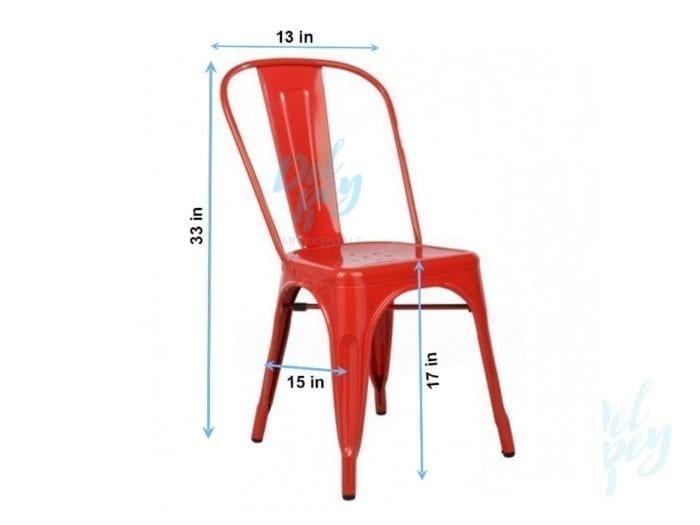 Red Tolix Style Metal Industrial Chair - Image 2