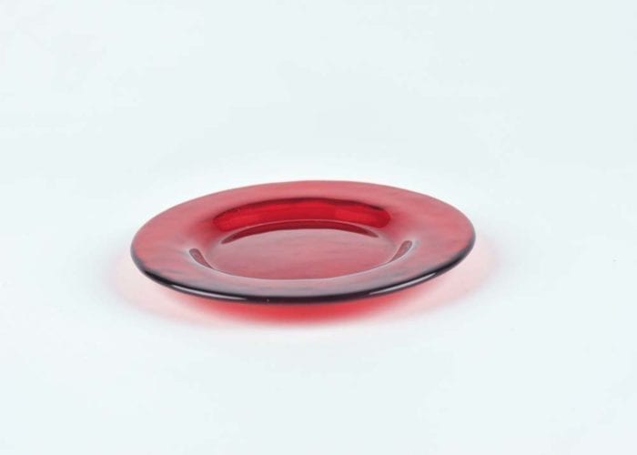 Ruby Red Hammered Dinner Glass Plate