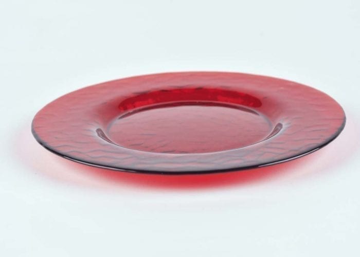 Ruby Red Hammered Dinner Glass Plate