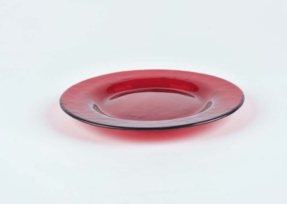 Ruby Red Hammered Salad Glass Plate - The Party Rentals Resource Company