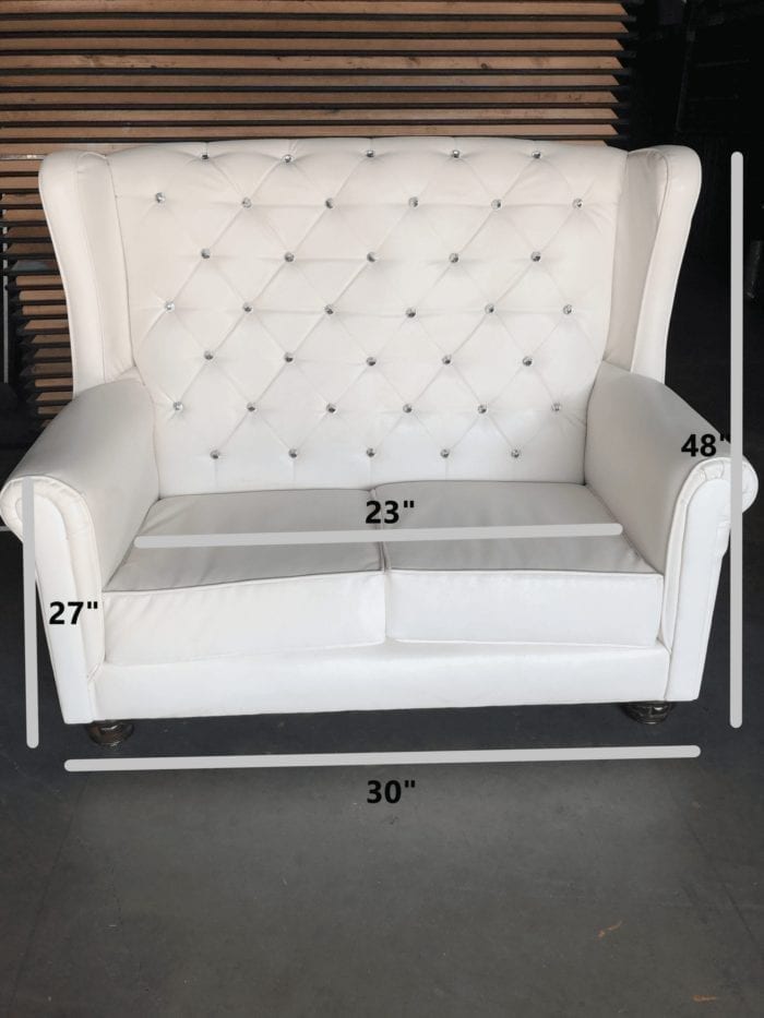 White Love Seat Crystal Tufted