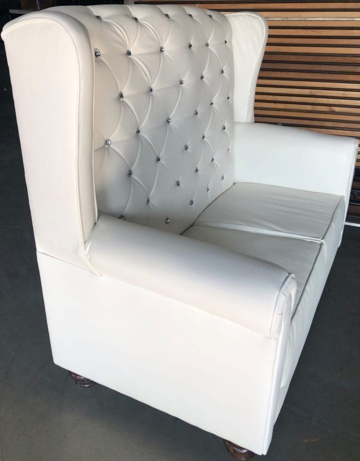 White Love Seat Crystal Tufted - Image 2