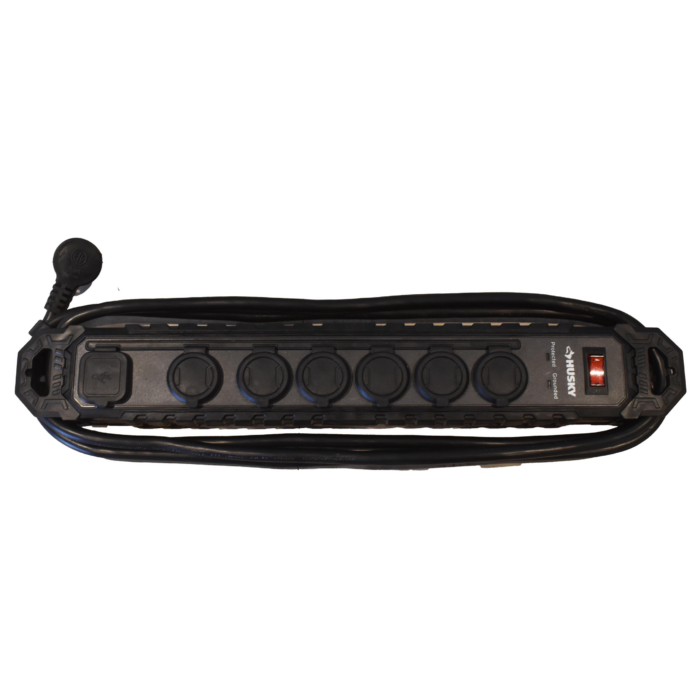 8ft Husky 6-Plug Power Strip with USB and USB-C