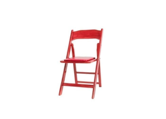Red Wood Folding Chair Padded Seat - Image 2