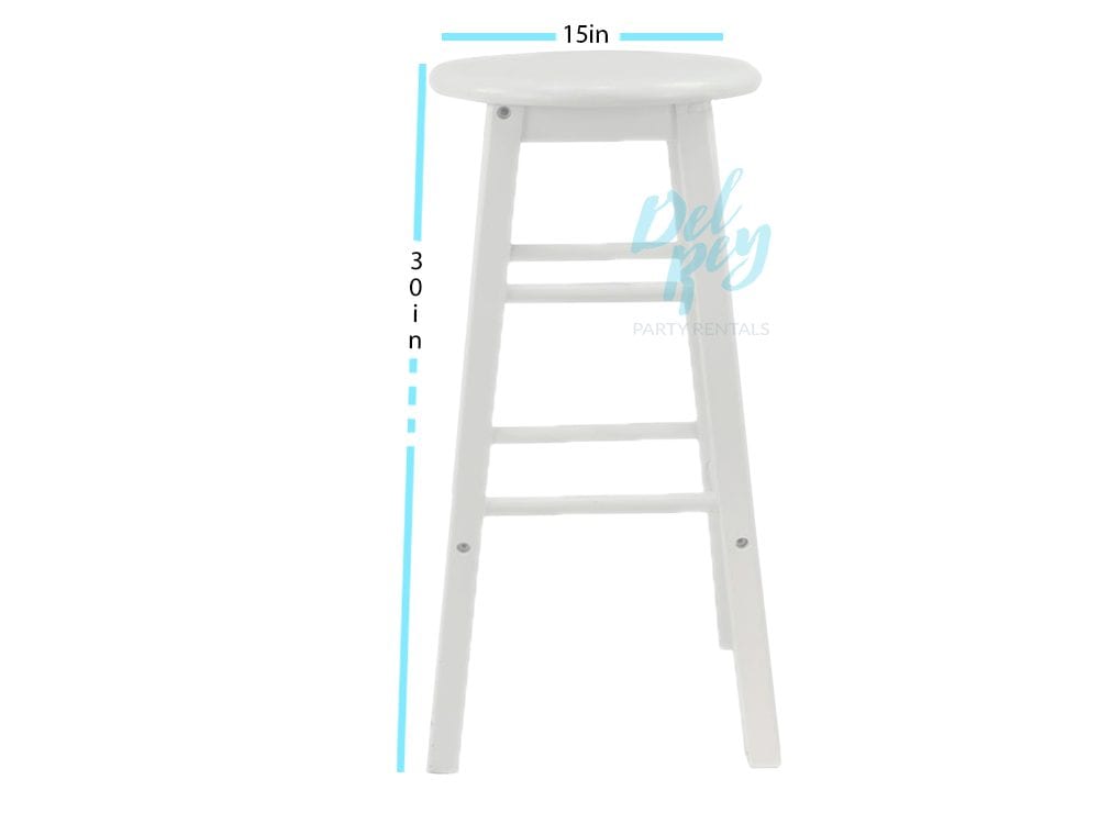 White Wood Bar Stool The Party, Wooden Bar Stool Measurements